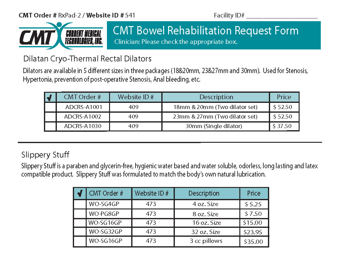Rx Pad 2-Bowel Rehabilitation