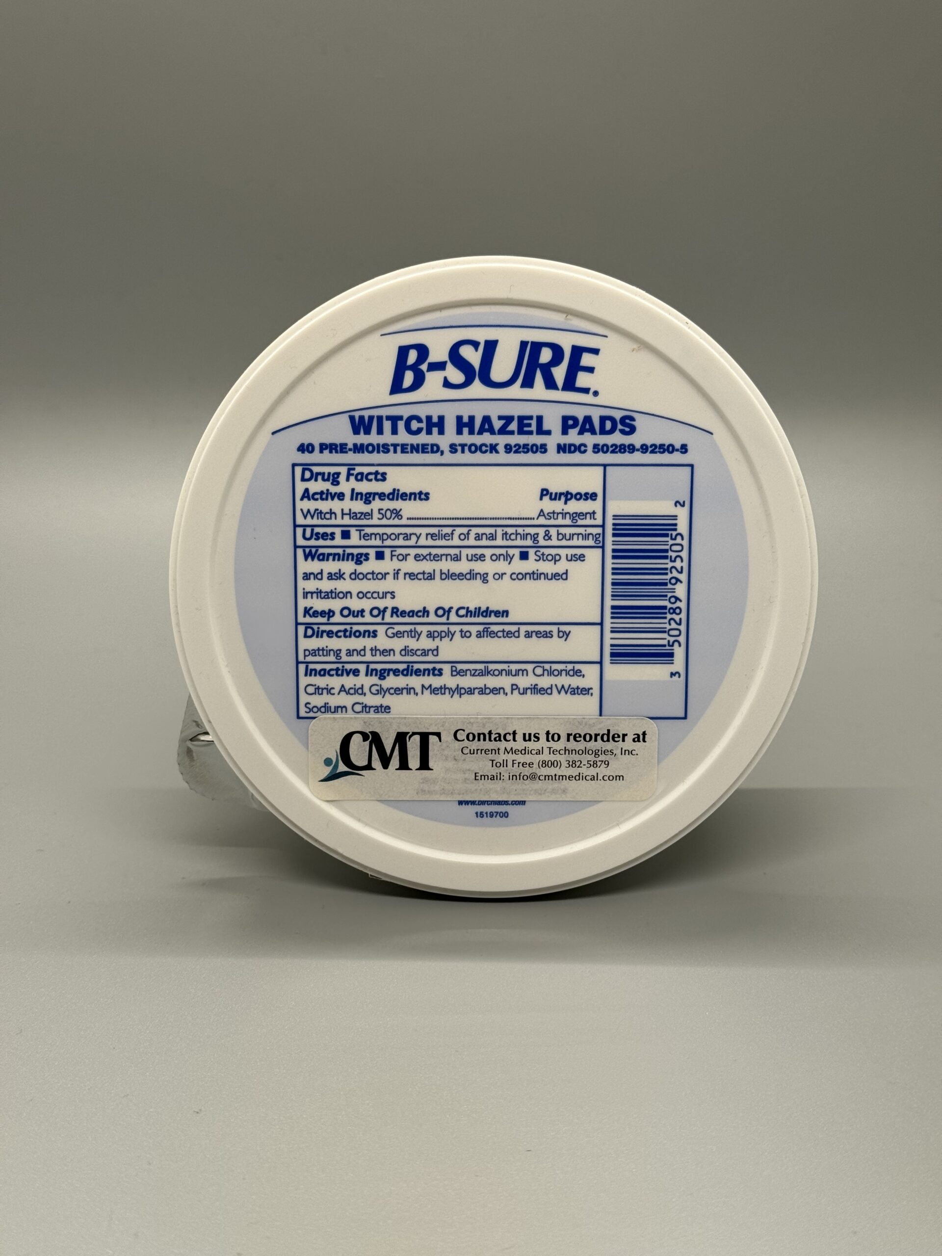 BSure Witch Hazel Pads CMT Medical